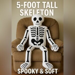 Storehouse Plush Skeleton Pillow 5 Foot Halloween Decor TikTok Viral HTF In Hand